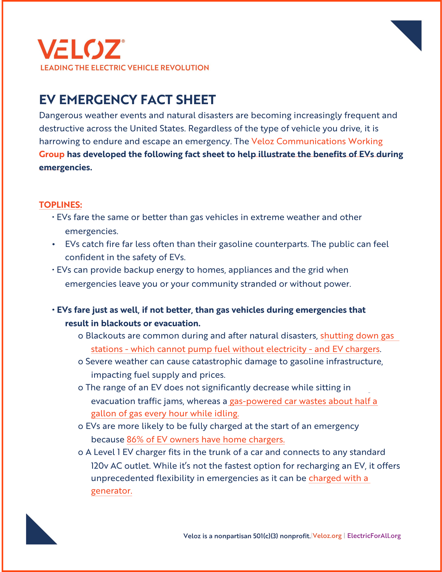 EV Emergency Fact Sheet