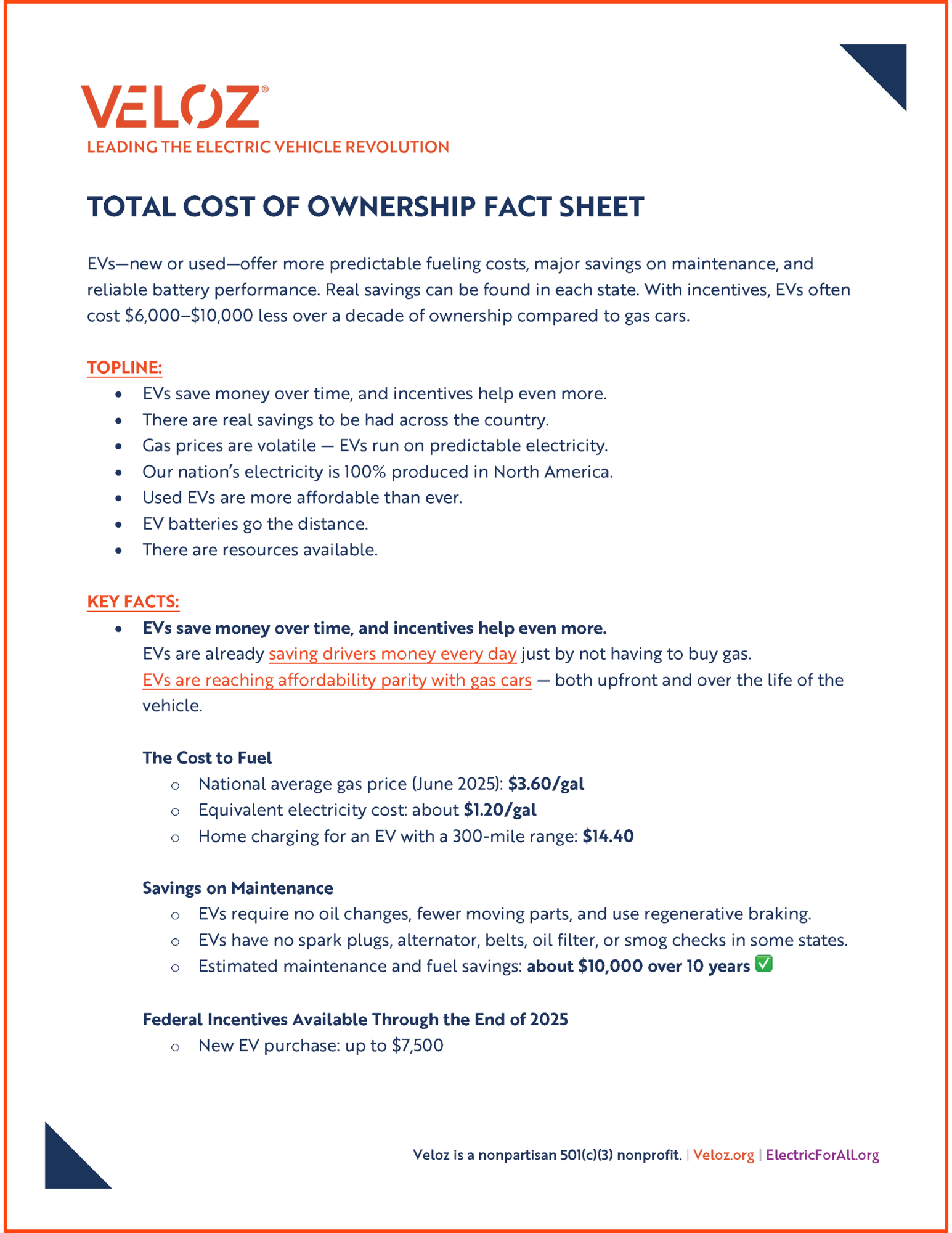 June 2025: Total Cost of Ownership Fact Sheet